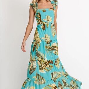Baltic Born Encinitas Maxi Dress Caribbean Blue Print Size XL NWT